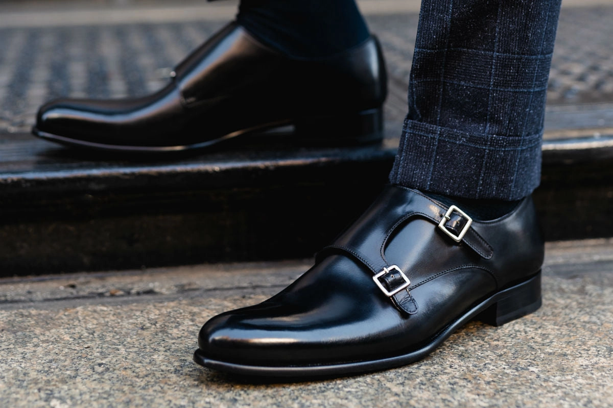 Custom Brogues The Poitier Double Monk Strap - Nero