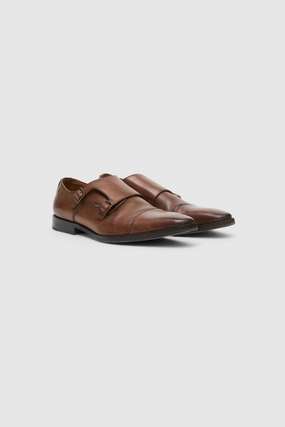 Double Monk Strap Chestnut Brown Shoes Valle Brogues