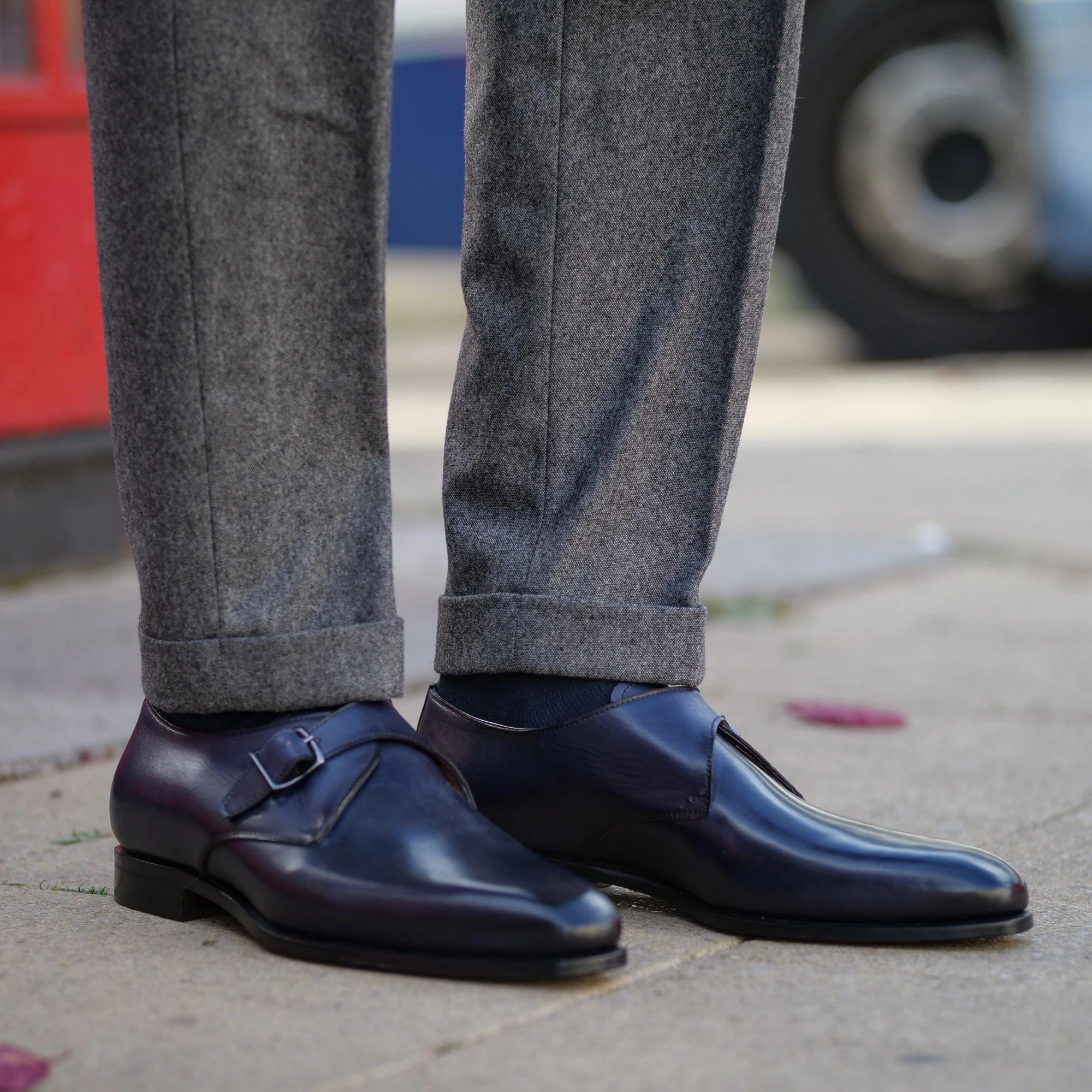 Brooklyn Single Monk Blue Brogues Ghillie