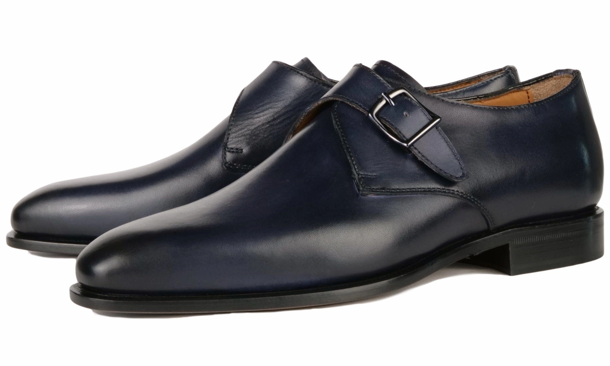 Brooklyn Single Monk Blue Patent Brogues Uk