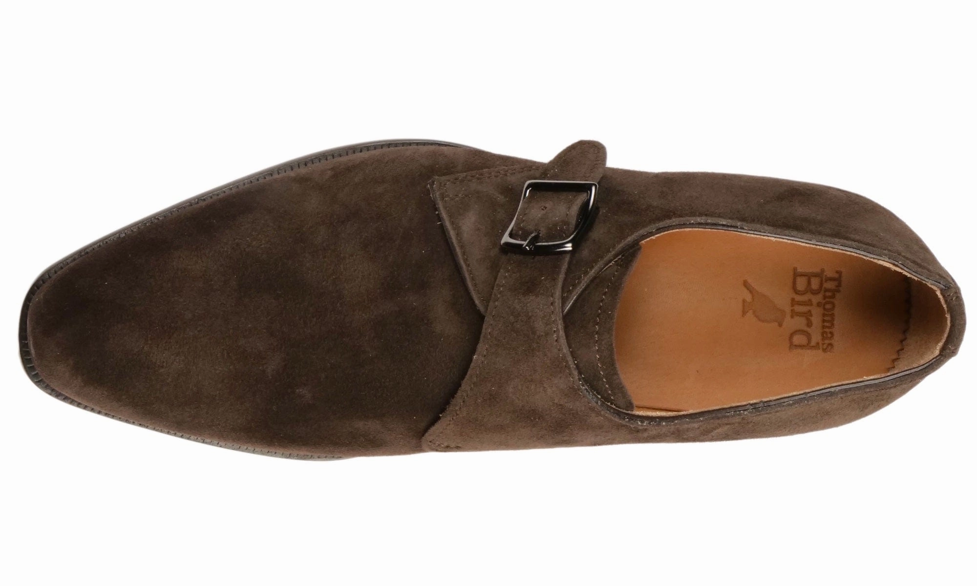 Brooklyn Single Monk Strap Brown Suede Brogue Pattern Shoes