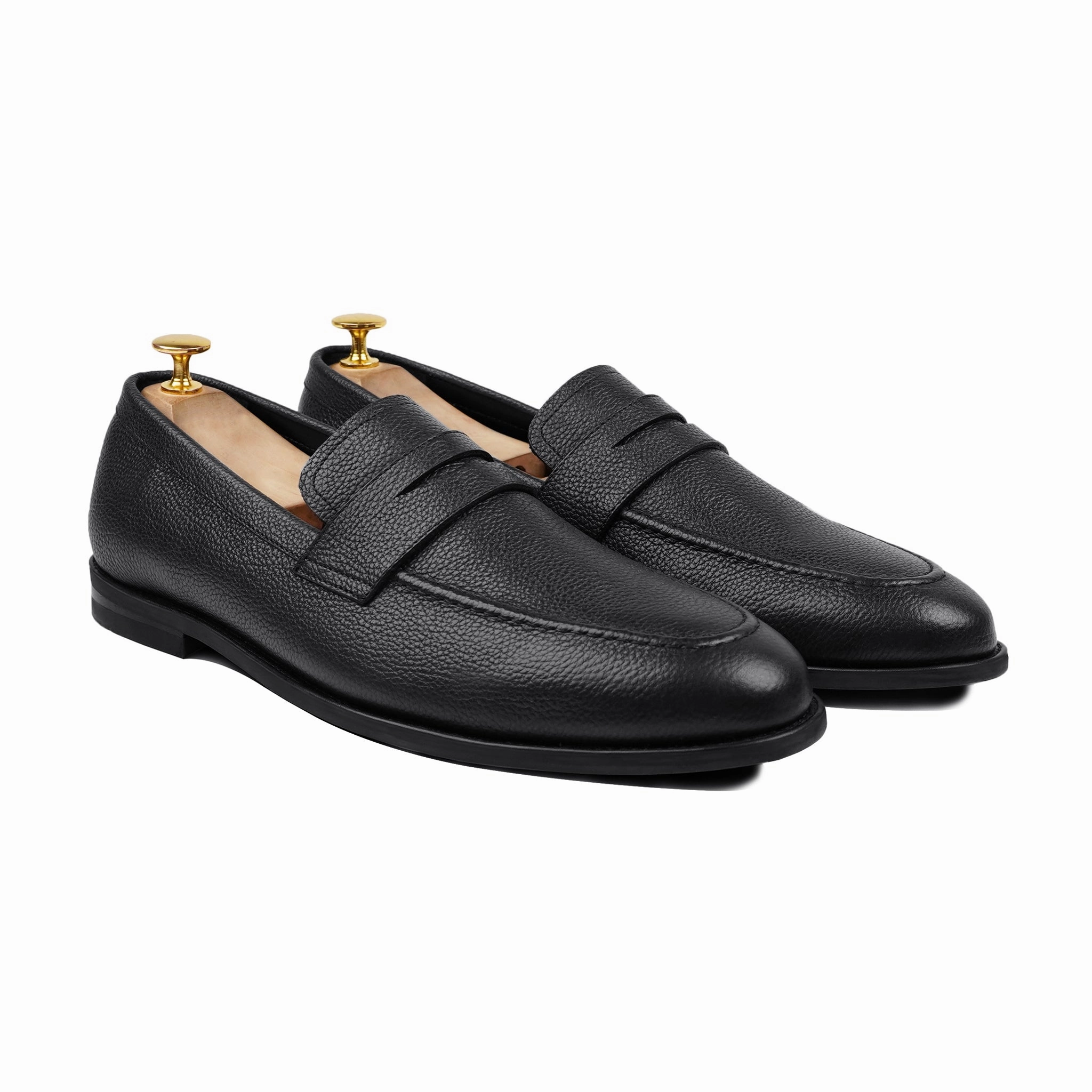 Custom Leather Loafers Bruin - Men's Black Pebble Grain Leather Loafer