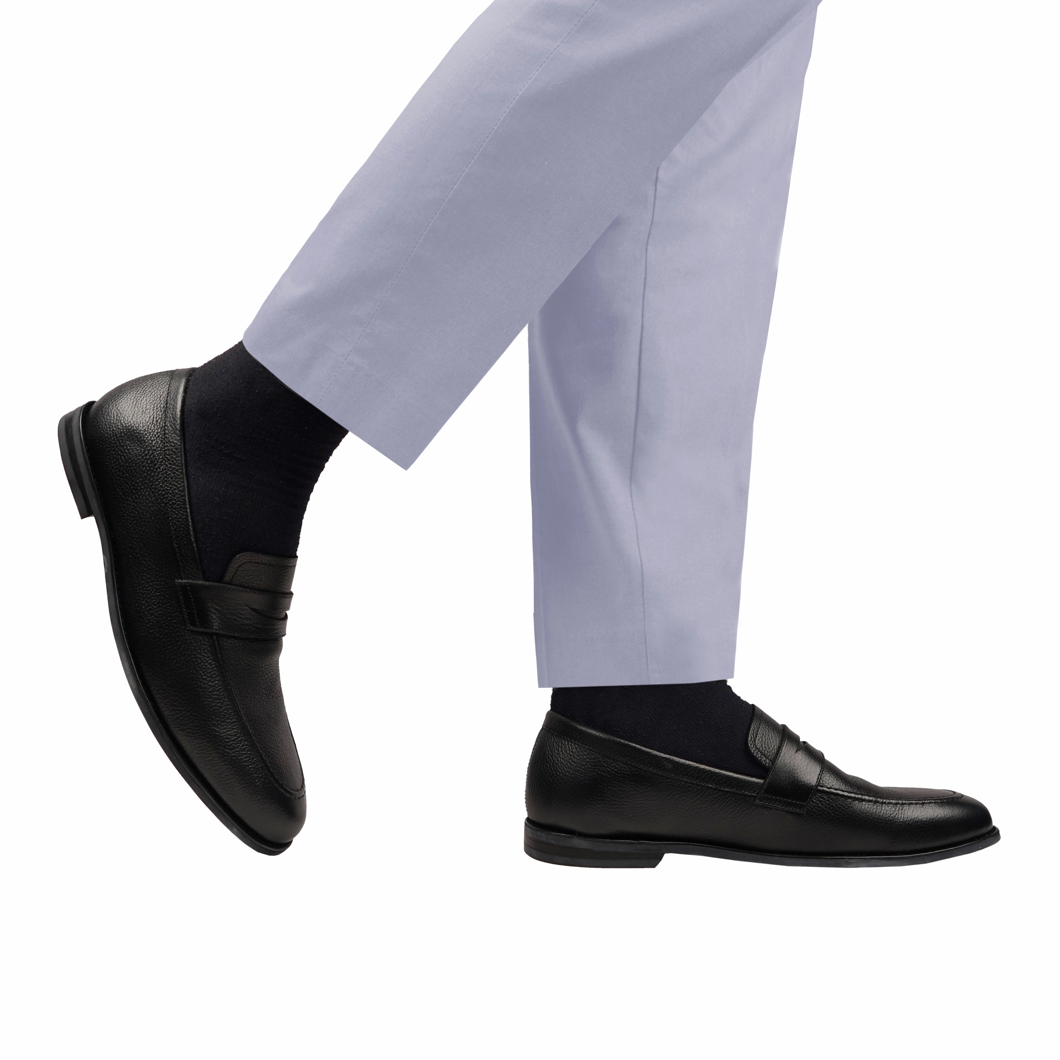 Skirts With Loafers Bruin - Men's Black Pebble Grain Leather Loafer