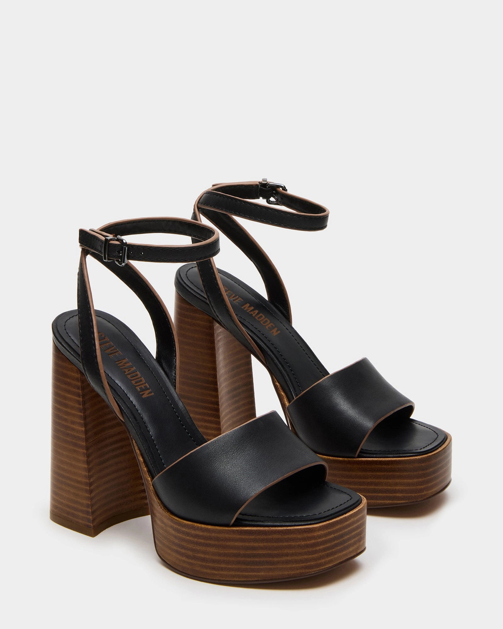 Earth Northstar Wedge Mary Jane Shoes FLORIA BLACK LEATHER