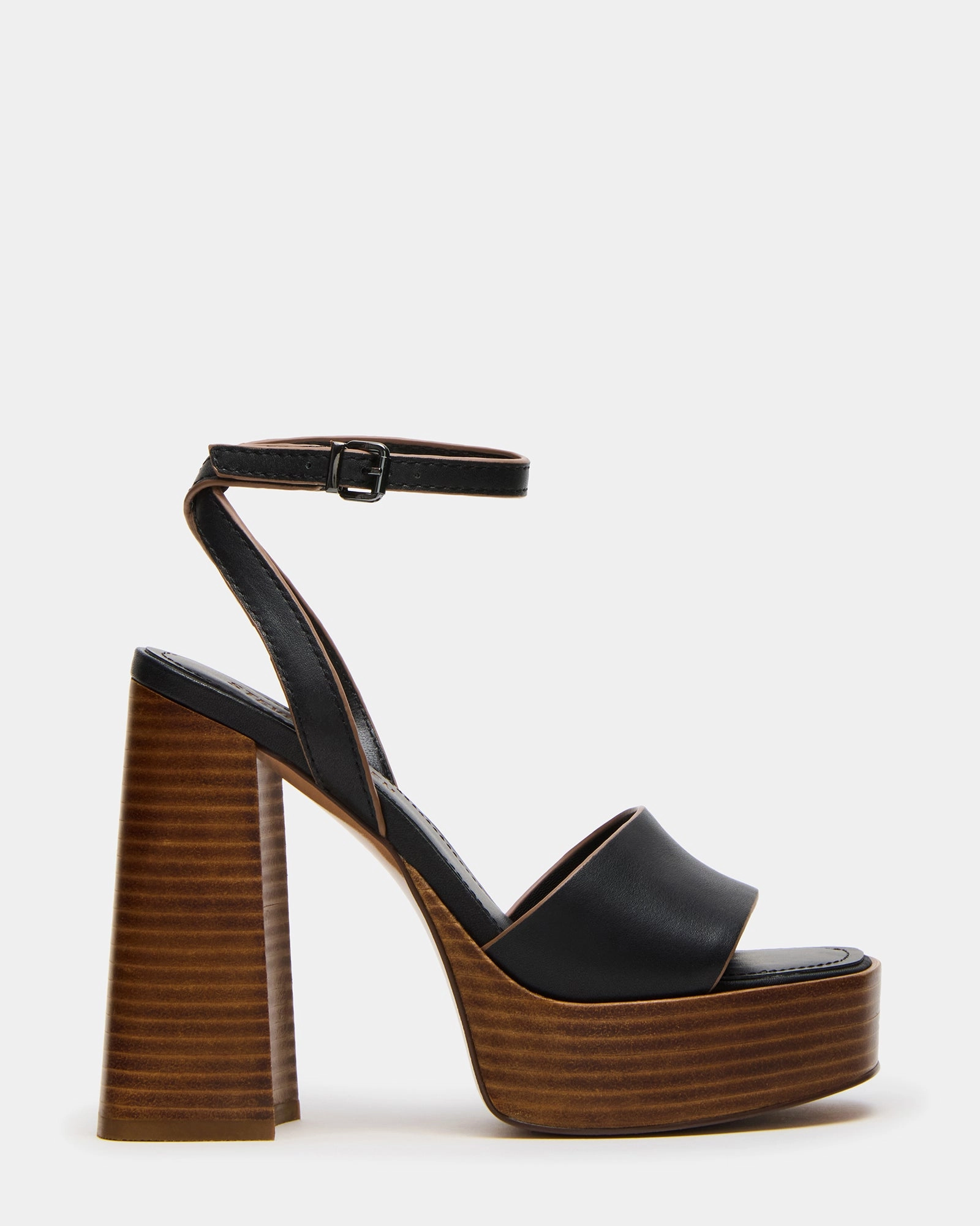 FLORIA BLACK LEATHER Sexy Heelless Mary Janes Shoes