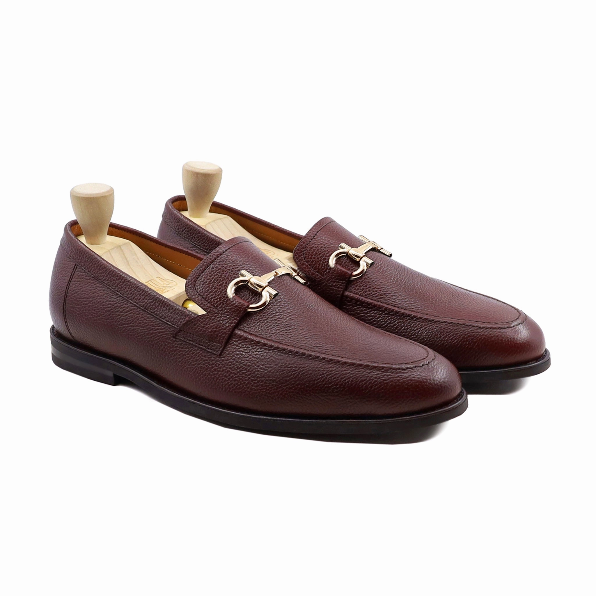 Bucharest -  Men's Oxblood Pebble Grain Leather Loafer Easy Street Loafers