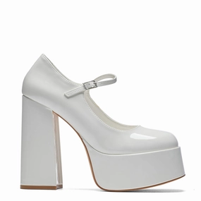Zara Shoes Mary Jane Darkbloom White Patent Platform Heels