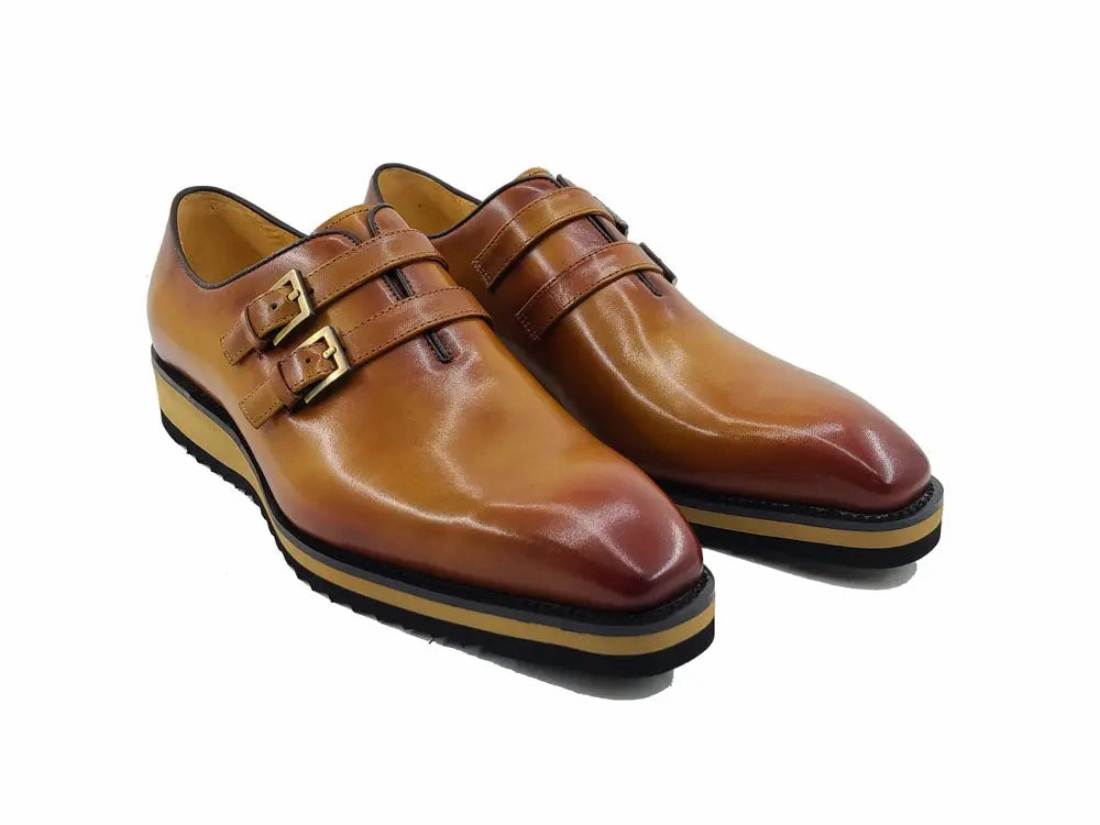 Burnished Double Monk Whole Cut Shoe Oxfords Brogues And Derby Shoes