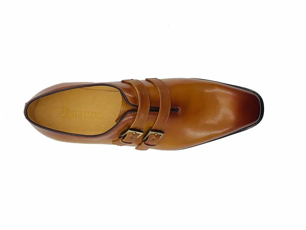 Breathable Brogues Burnished Double Monk Whole Cut Shoe