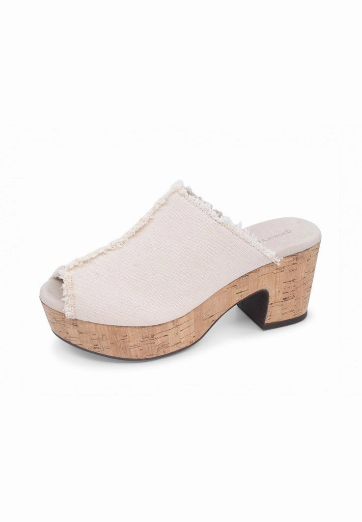 LADIES CHOCOLAT BLU Grant Natural Linen PLATFORM SLIDE Primigi Shoes Mary Jane