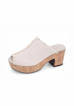 LADIES CHOCOLAT BLU Grant Natural Linen PLATFORM SLIDE Chinese Silk Shoes Mary Janes