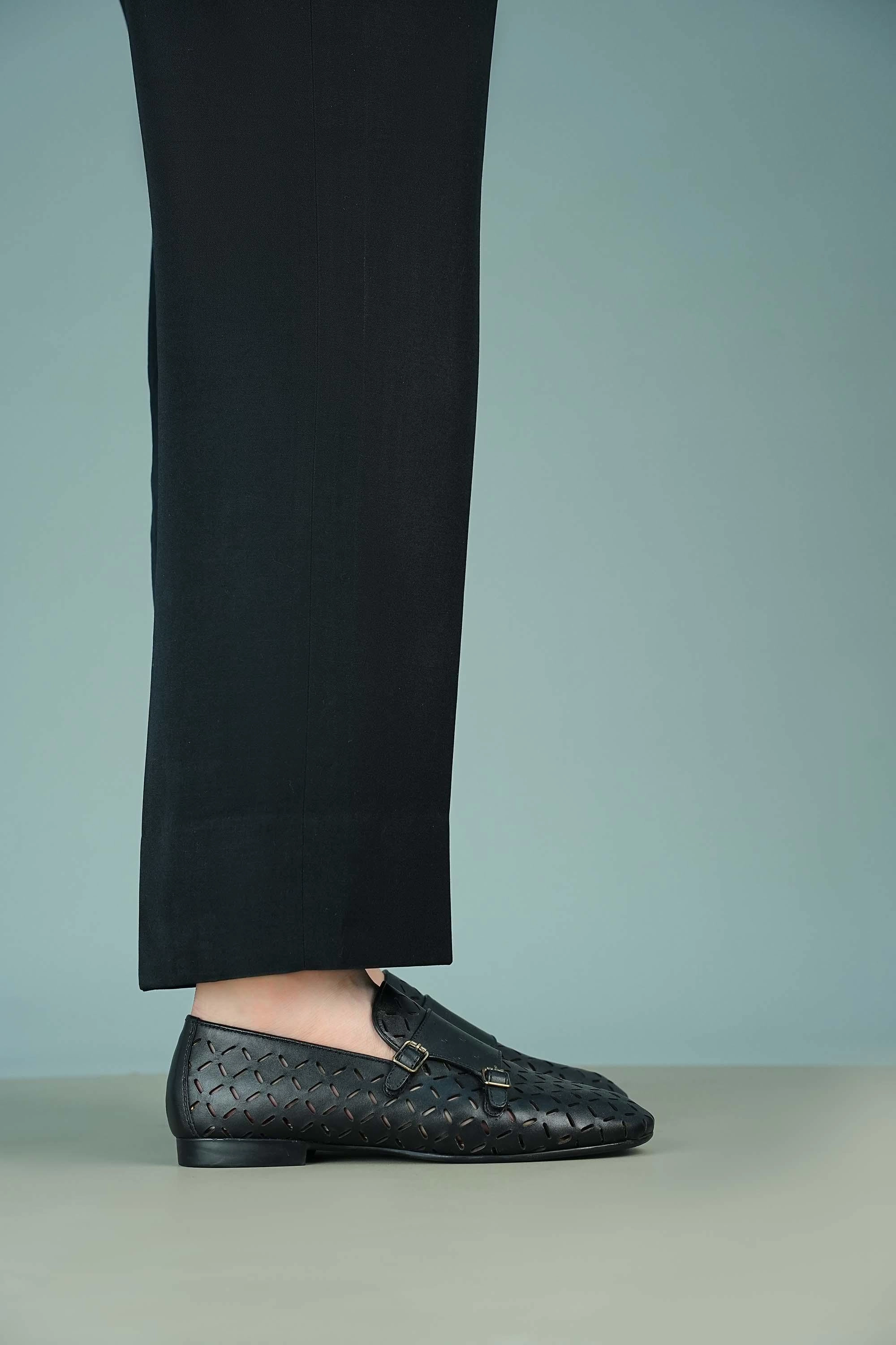 Gino Vitale Monk Strap Cap Brogue Dress Shoes LOGO 1009 BKA