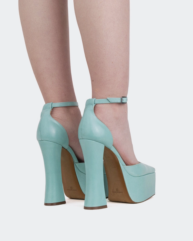 Cabaret, Blue Leather/Cuir Bleu Vintage Mary Jane Brogue Shoes