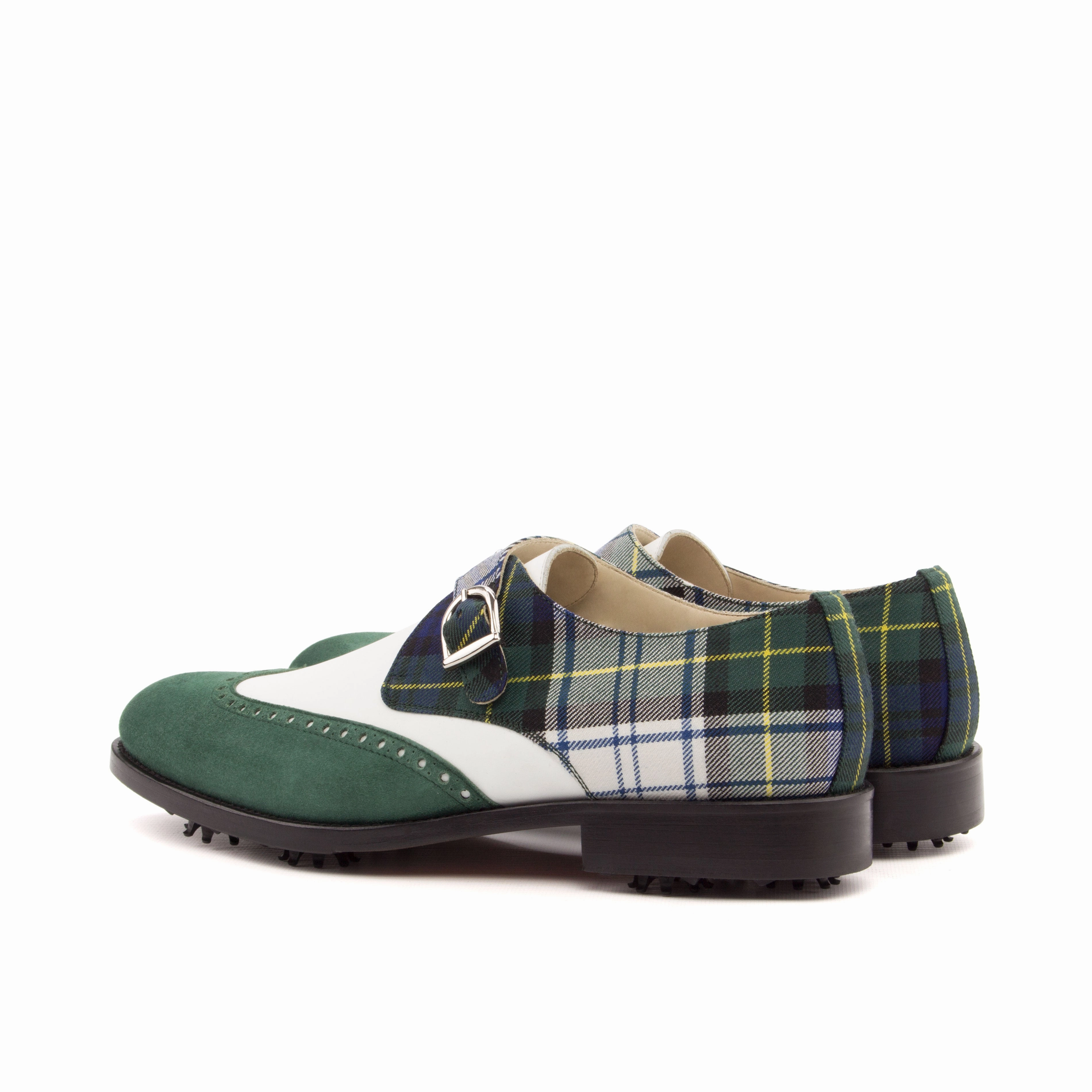 Brogue Shoes Vs Wingtips Calf Leather, Tartan, & Suede Single Monk Golf Shoes