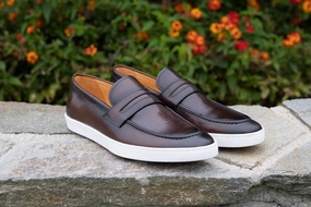 Pointed Toe Slip Ons Calfskin Slip On Loafer Chestnut