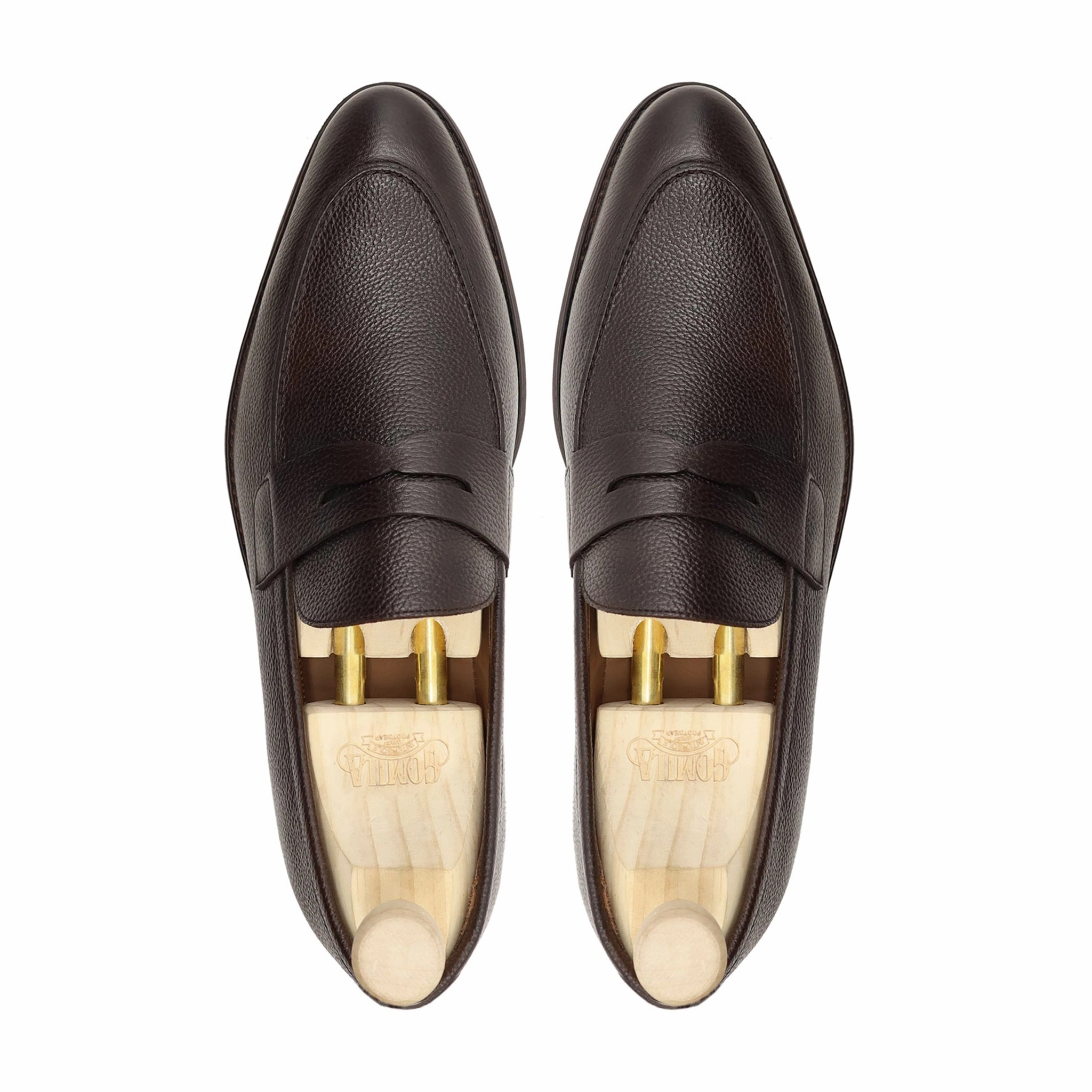 Campania - Men's Dark Brown Pebble Grain Leather Loafer Cat Loafers