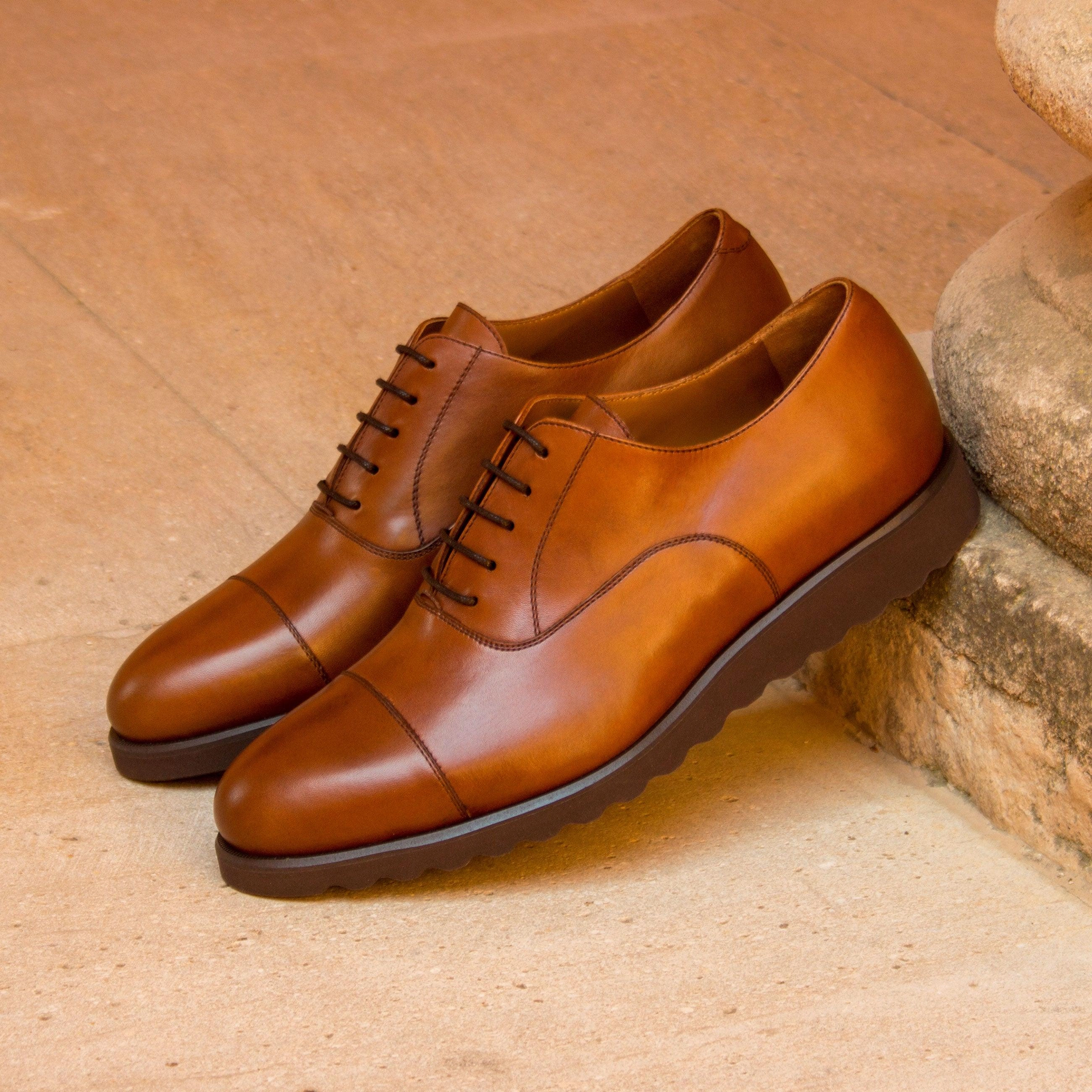 Casual Brown Leather Oxford Shoes Surge Cap Toe Oxfords