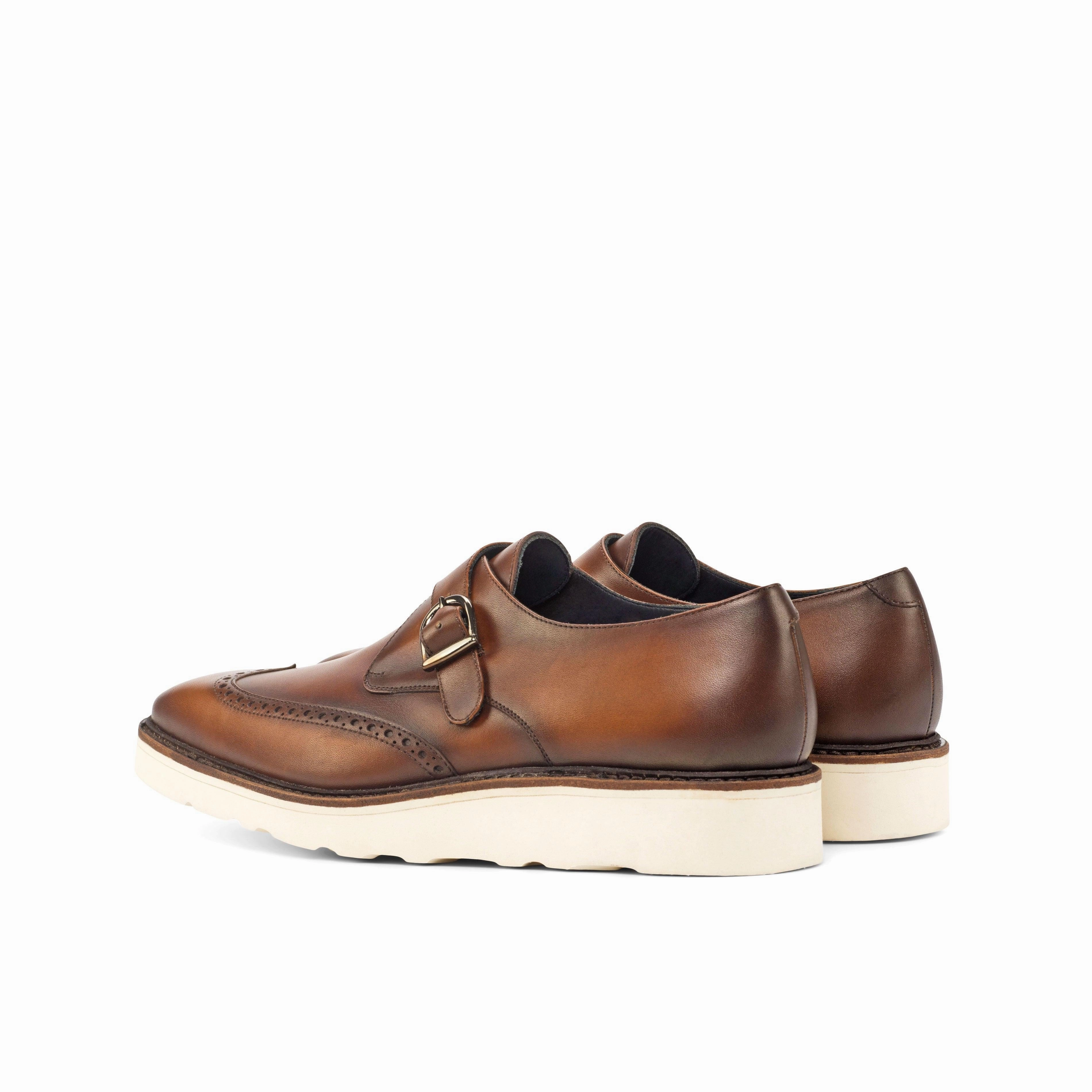 Matalan Brogues Casual Burnished Brown Single Monk Shoes