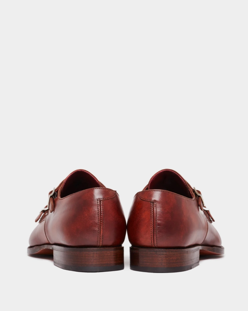 Museum Cognac Double Monk Strap Dress Shoe Brown White Brogues