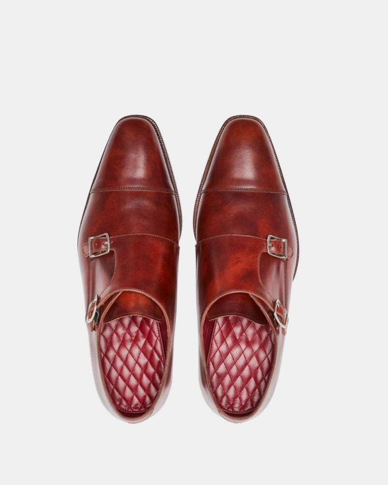 Wide Fit Tan Brogues Museum Cognac Double Monk Strap Dress Shoe