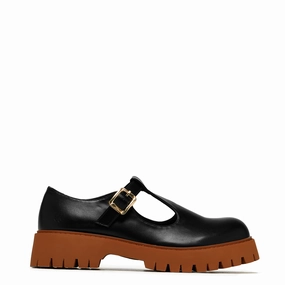 Abbot Men's Chunky Mary Janes - Black Navy Mary Jane Shoes
