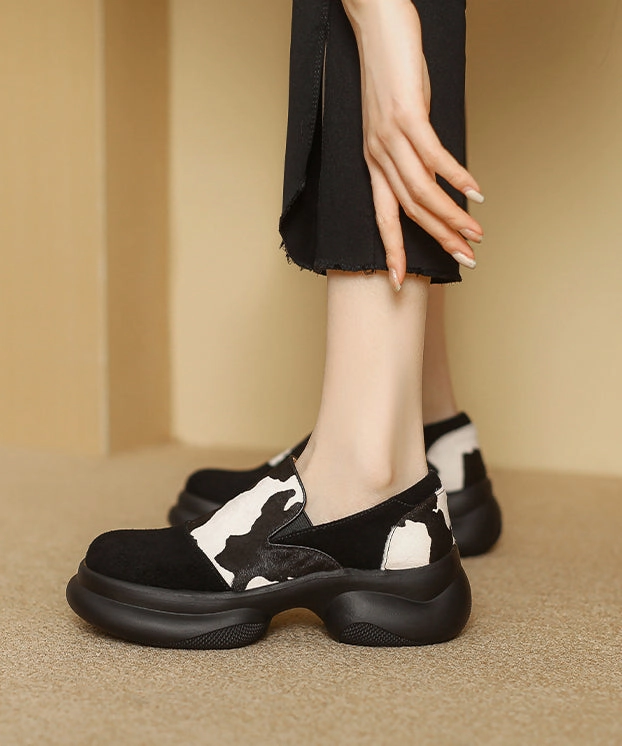 2024 New White Horse Hair Splicing Platform Loafer Shoes RS012 Mary Jane Orthotics Afo Shoes