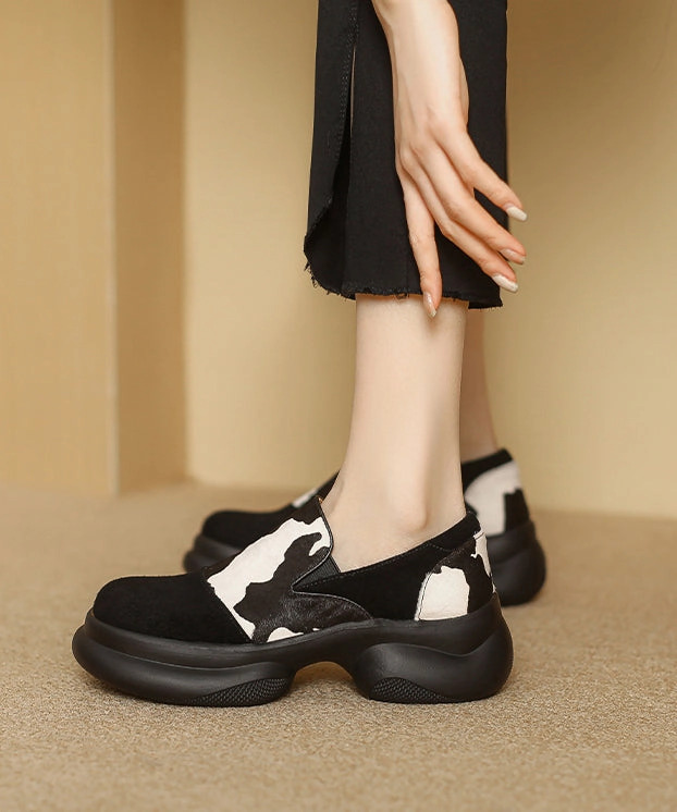 Ugg Bea Shearling Platform Mary Jane Shoe 2024 New White Horse Hair Splicing Platform Loafer Shoes RS012