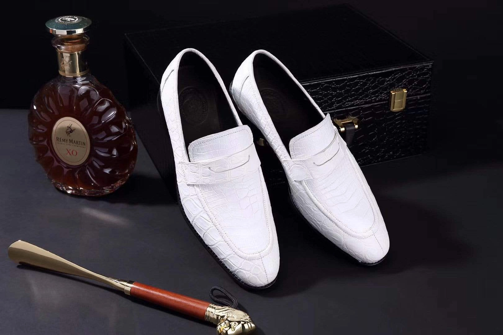Crocodile Shoes Mens Crocodile Leather Penny Loafer Shoes White Weejuns Bass Loafers