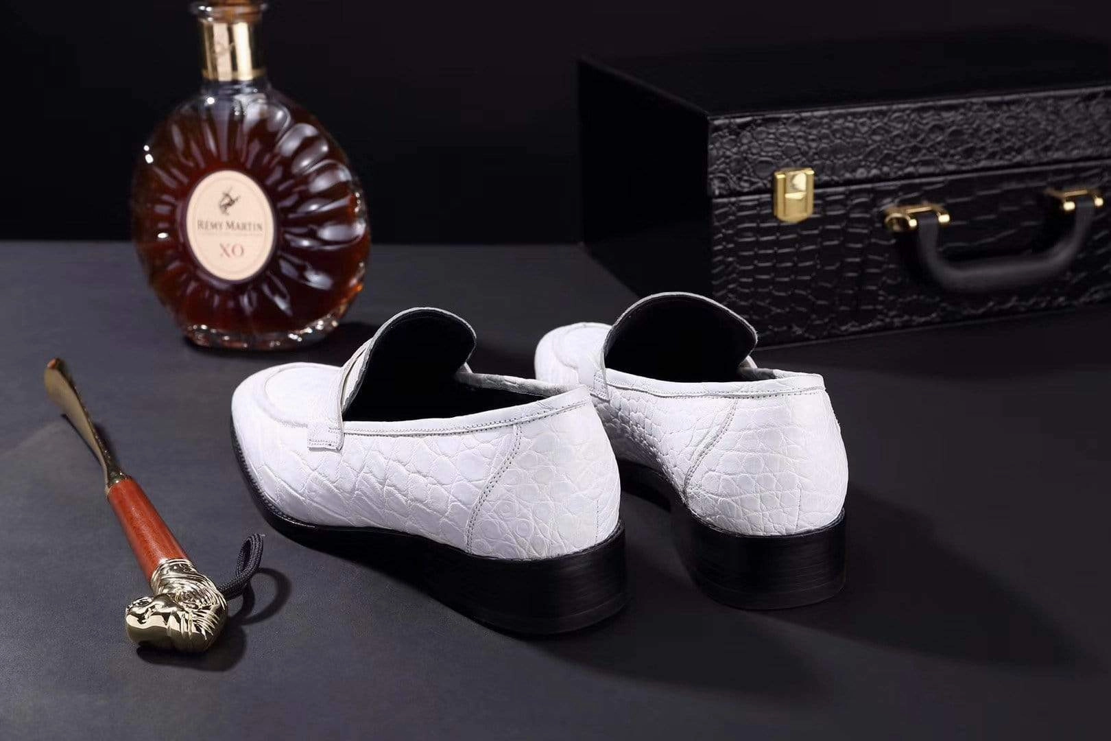 Loafers Slip On Crocodile Shoes Mens Crocodile Leather Penny Loafer Shoes White