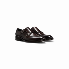 Burnished-leather shoes with double monk strap Oxfords Never Brogues