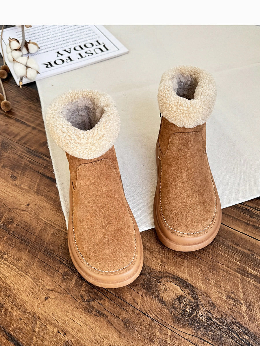 Bearpaw Boots Good For Snow Women Retro Minimalist Suede Furred Snow Boots