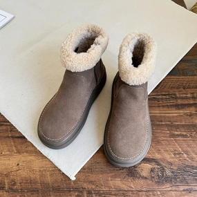 Women Retro Minimalist Suede Furred Snow Boots Snow Boots Snowboarding
