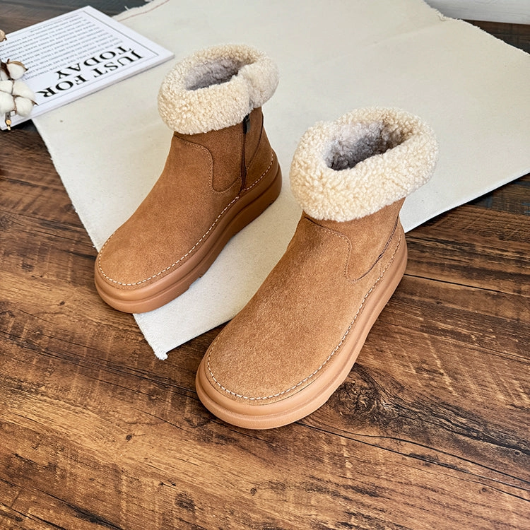 Women Retro Minimalist Suede Furred Snow Boots Boots For Snow And Rain