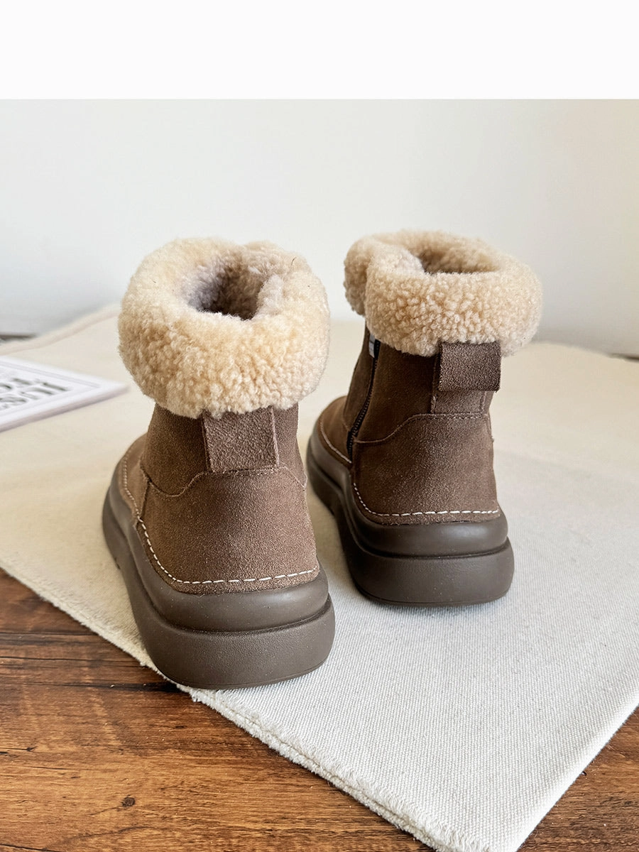 Types Of Snow Boots Women Retro Minimalist Suede Furred Snow Boots