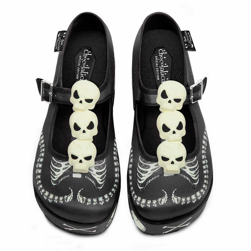 Skechers Mary Jane Shoes Chocolaticas Skeletons Under Your Bed Women's Mary Jane Platform