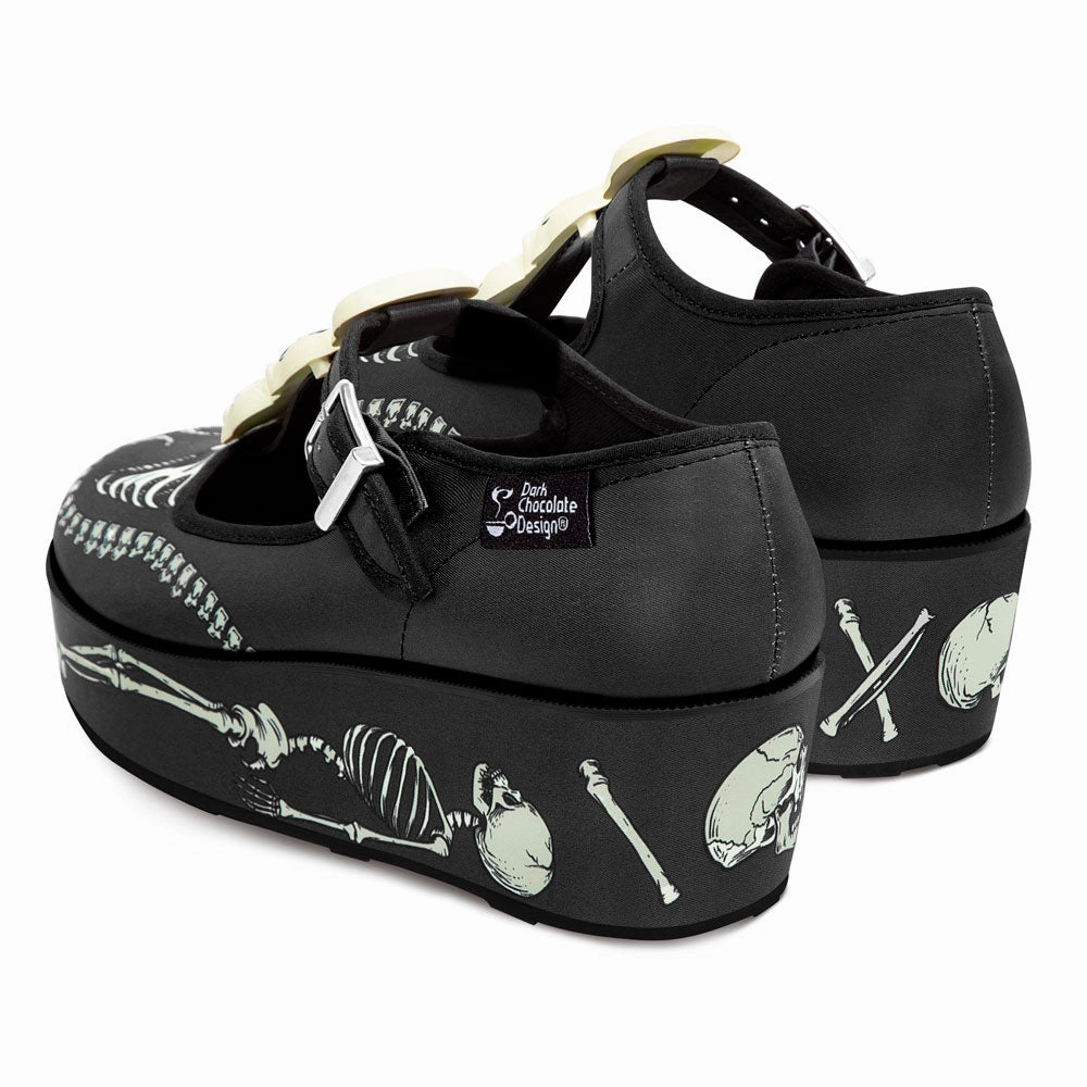 Chocolaticas Skeletons Under Your Bed Women's Mary Jane Platform