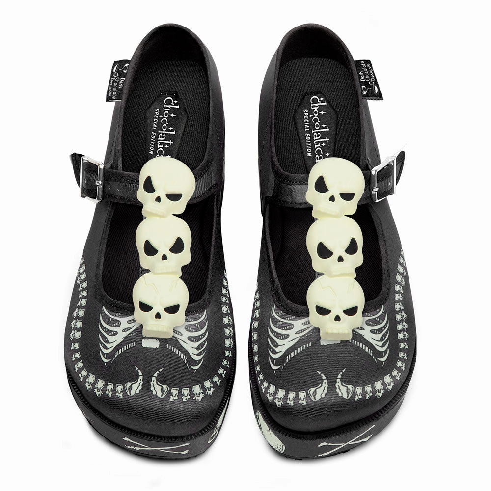 Chocolaticas Skeletons Under Your Bed Women's Mary Jane Platform Oxygen Mary Jane Shoes
