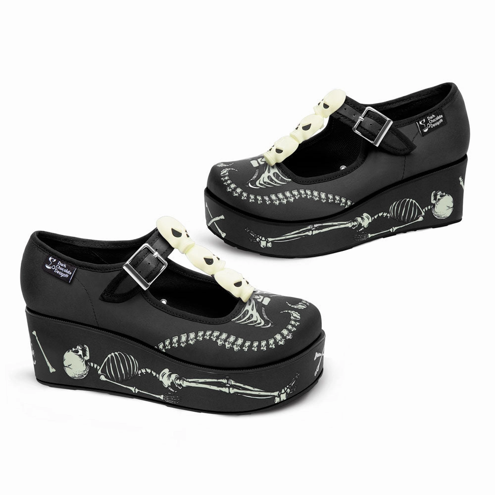 Chocolaticas Skeletons Under Your Bed Women's Mary Jane Platform