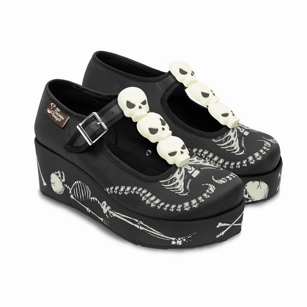 Angel Mary Jane Shoes Chocolaticas Skeletons Under Your Bed Women's Mary Jane Platform
