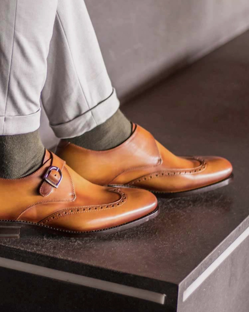 Chris Cognac Calf Single Monk Northampton Brogues