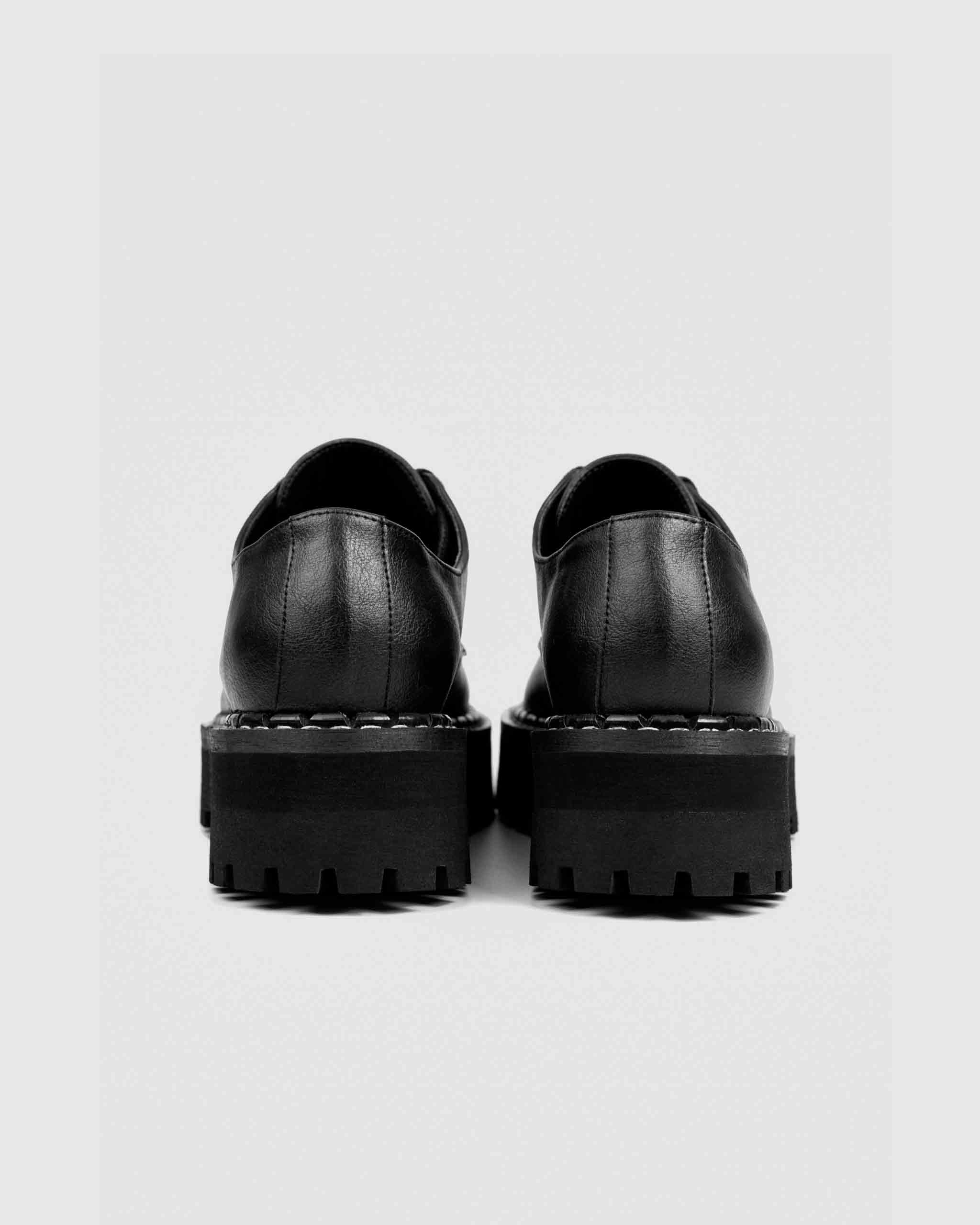 Chunky Derbs Boy Black Vegea grape leather Derby Derby Dress Shoe