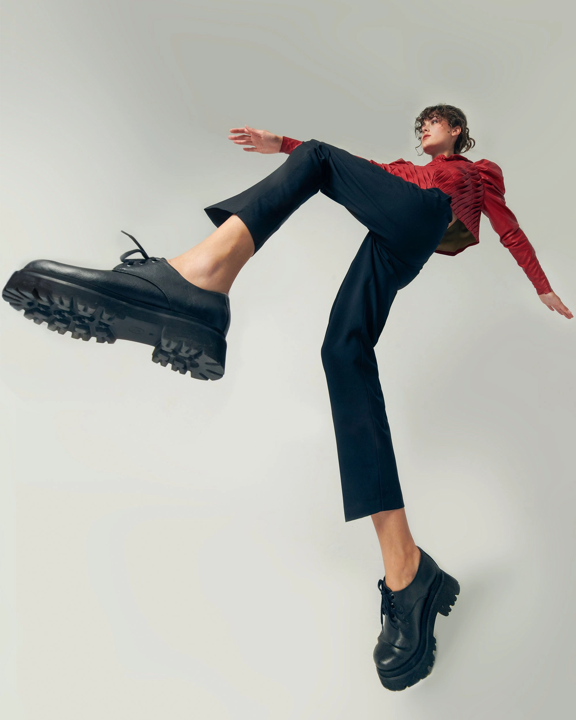 Chunky Derbs No.2 Vegea woman derbs grape leather Shoe Lace Tie Up Styles