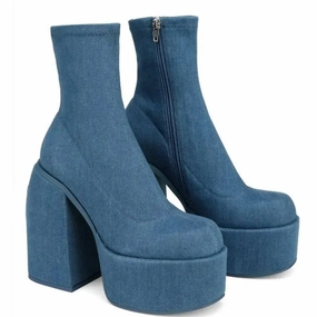 Gracie Mary Jane Shoes Chunky Jeans Platform Boots
