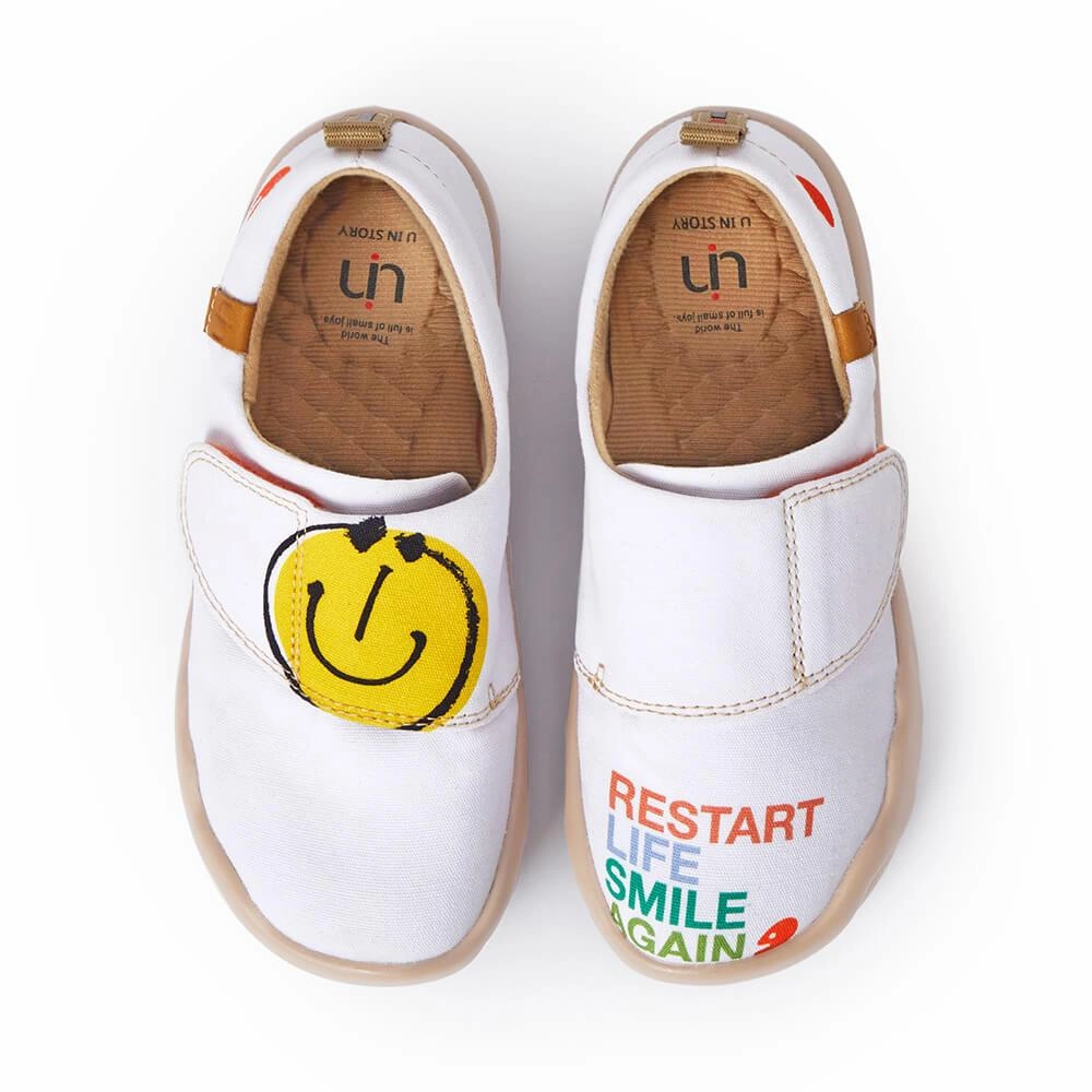 Mid Top Casual Shoes Smiley Canvas