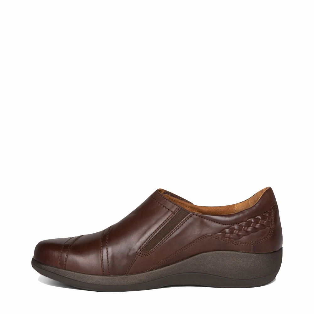 Denim Brogues Aetrex Women's Karina Slip On in Brown