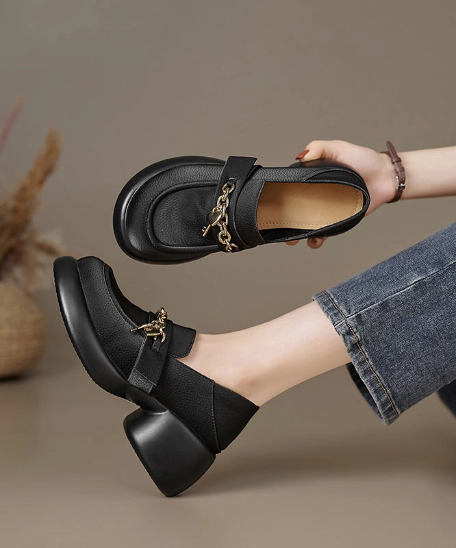 Leather Loafer Platform Cowhide Splicing Shoes Beige Purple Platform Mary Jane Shoes