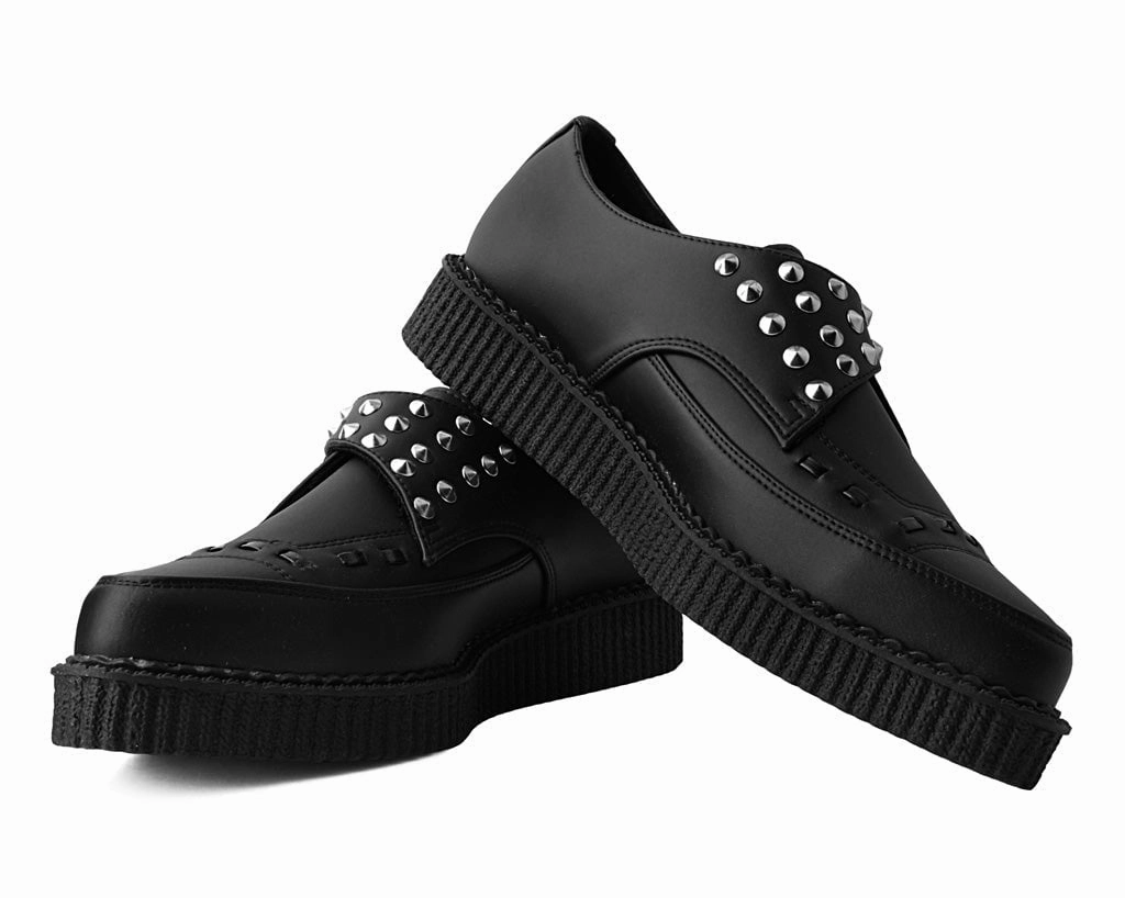 Brogues With Skinny Jeans Black TUKskin Studded Buckle Pointed Creeper