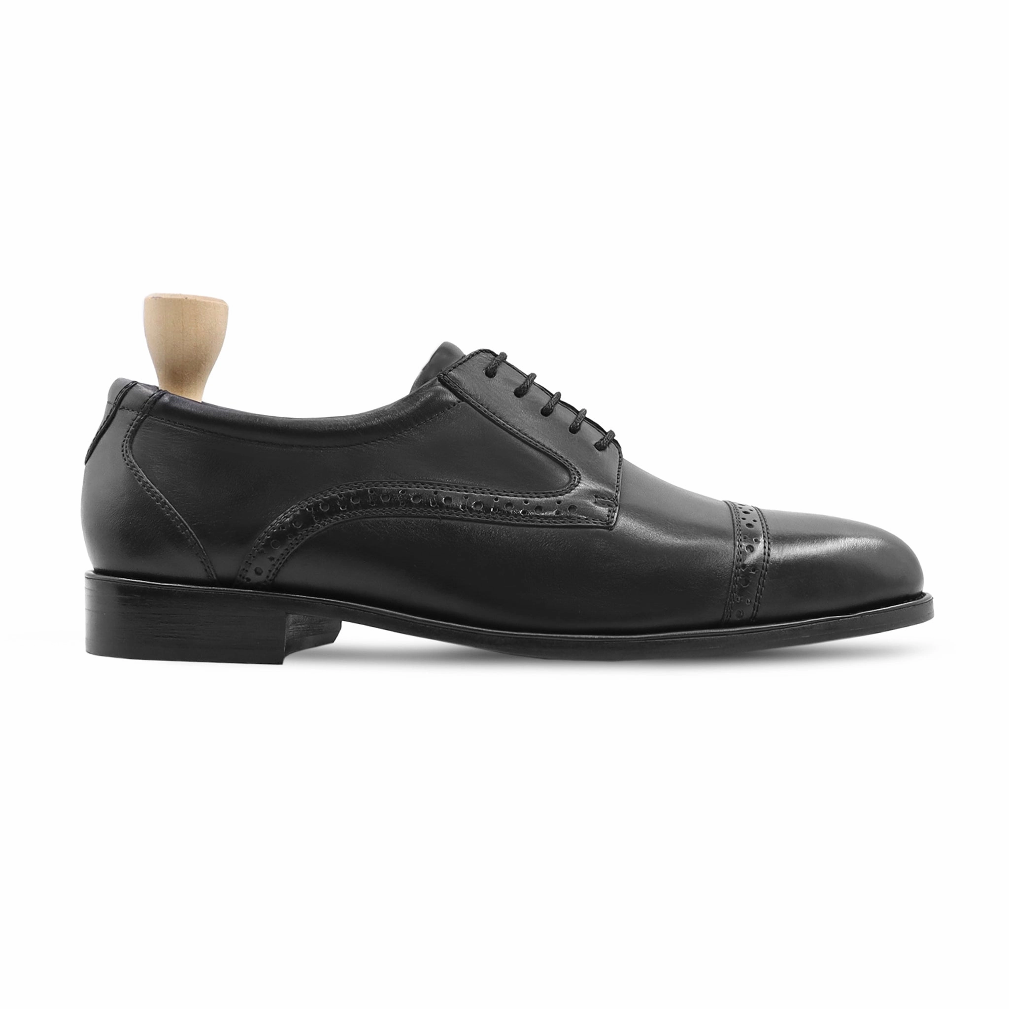Crispin - Men's Black Calf Leather Derby Shoe Moccasin Shoes