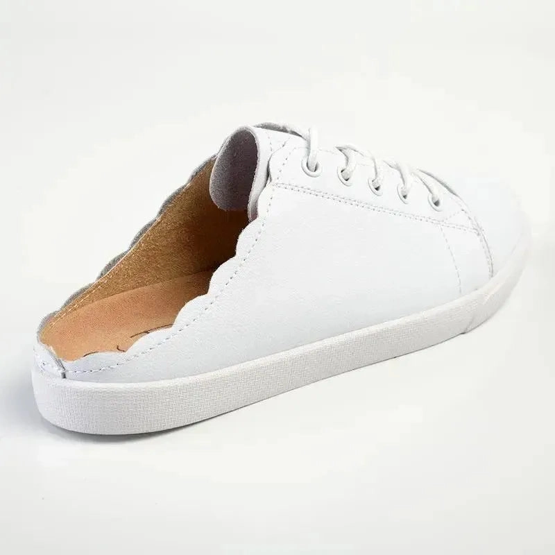 Julz Luka Leather Mule Slip On Sneaker - White