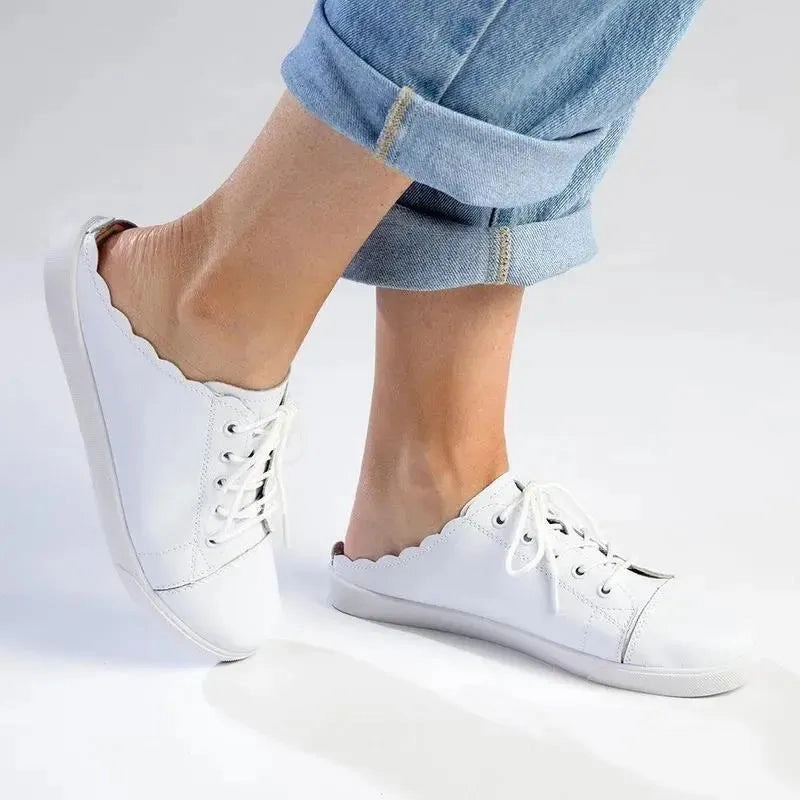Julz Luka Leather Mule Slip On Sneaker - White